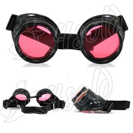 4sold Round Rave Novelty Cosplay Steampunk Goggles UK Ultra Premium Quality Steampunk Goggles Cyber Glasses Glasses Victorian Punk Style Welding Cosplay in a Gothic Style Goth Rustic Rivet Vintage