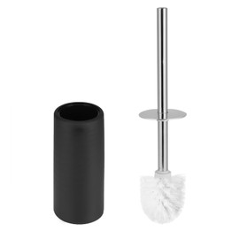 EBTOOLS Cepillo de Inodoro de Acero Inoxidable, Conjunto de Soporte de Cepillo de Limpieza para Fregar el Inodoro del Baño para Home Hotel (Negro)
