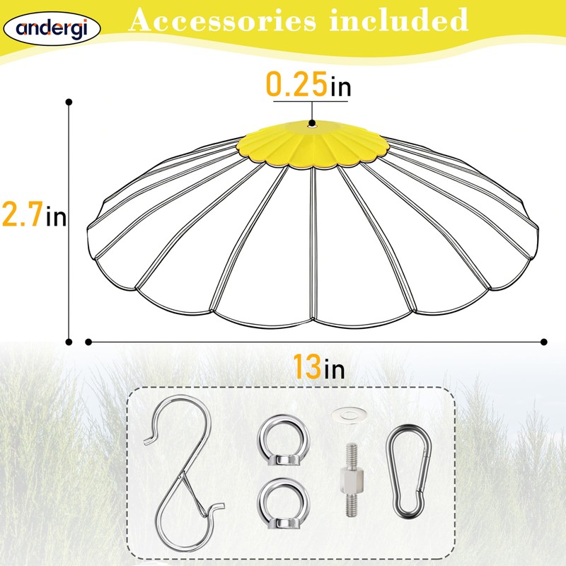 andergi 13.5-Inch Hummingbird Feeder Shade Dome Cover,Bird Feeder Rain Cover