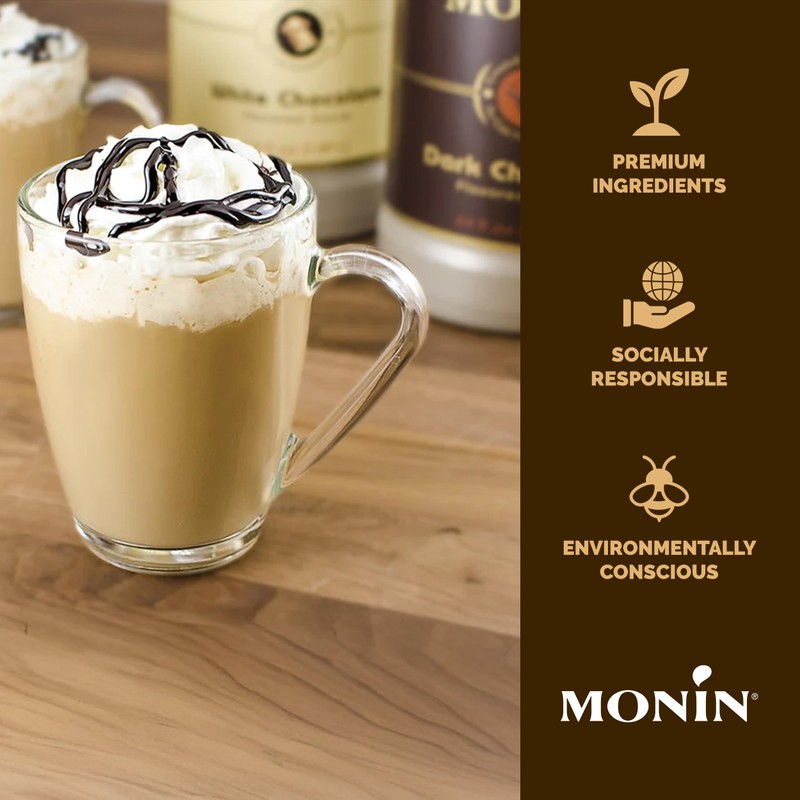 Monin - Sugar Free Dark Chocolate Sauce, Velvety and Rich,