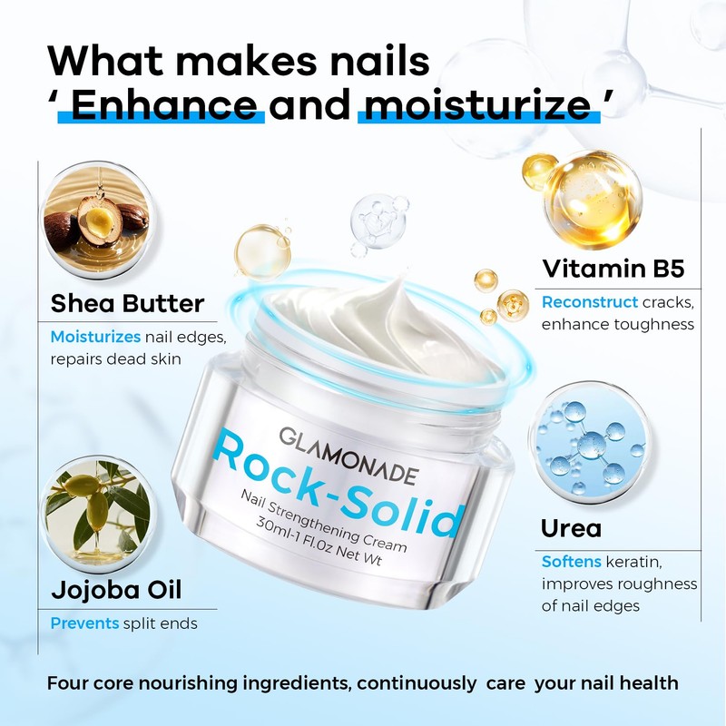 Glamonade Hard Nail Strengthening Cream: Nail strengthener and Cuticle Treatment