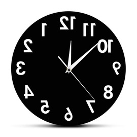 Reloj de pared The Geeky Days Reverse de 30,48 cm con números inusuales hacia atrás, moderno reloj decorativo, excelente reloj para tu pared