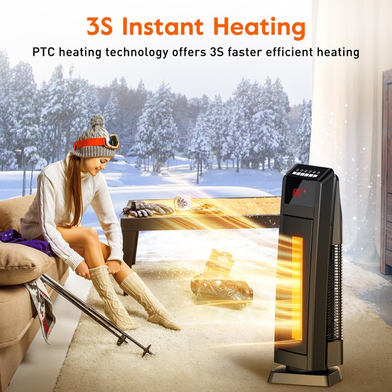 GiveBest Space Heater for Large Room, 24" Ceramic Heater with