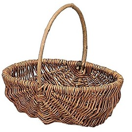 Ohashi Shinji Shoten Storage Basket Willow Basket Black Willow Free Basket Oval M 11-761