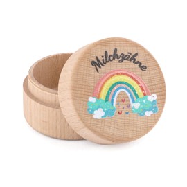 Tooth Box Milk Teeth, Wooden Box Milk Teeth, Tooth Box Milk Tooth Box Boy & Girl - for Christening and Birthday Gifts for New Parents (Rainbow)