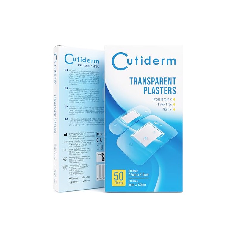 Cutiderm Transparent Assorted Size Plasters 7.2cm x 2.5cm & 5cm