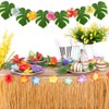 Joyclub ハワイアンパーティーデコレーション 9フィート ハワイアン ルアウ グラス テーブルスカート トロピカル ヤシの葉 トロピカル
