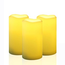 CANDLE CHOICE Waterproof Outdoor Battery Operated Flameless Candles with Remote Timer Plastic Flickering Fake Electric LED Pillars for Lantern Garden Wedding Christmas Decorations 3x6 Inches 3 PCS