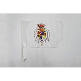 Kingdom of the Two Sicilies 1816 Car Flag 18'' x 12'' - Italy - Former Italian Car flags 30 x 45cm - Banner 18x12 INCHES PLASTIC STICK - AZ FLAG