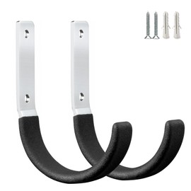 Heavy Duty Steel Garage Hooks,Garage Storage Utility Hooks,Heavy Duty Garage Garden Tool Organizer,Steel Wall Mount Hooks, Garden Hose Hanger, Small Garden U Hooks (Black 2 Pack)