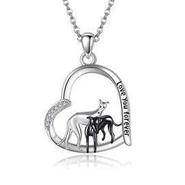 JERWLI Greyhound Necklace 925 Sterling Silver Greyhound Jewellery Greyhound Gifts Greyhound Necklace for Girls Women Dog Necklace Dog Jewellery Pet Gifts, Sterling Silver