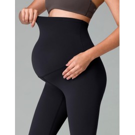 Colorfulkoala Womens Dreamlux Maternity Leggings Over The Belly 25" Inseam Soft Activewear Yoga Pregnancy Pants(L, Black)