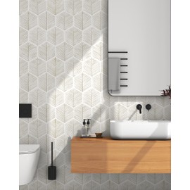 Modern Peel and Stick Wallpaper 17.3''×78.8'' Self Adhesive Wallpaper Boho Contact Paper Beige and White Geometric Wallpaper Removable Decorative Wallpaper for Bedroom Bathroom Cabinets Decor Vinyl