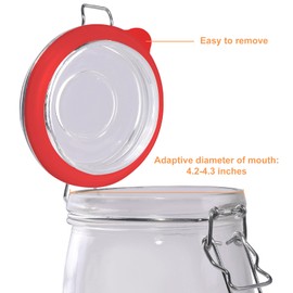 SFIELCAPA 6pcs 4.5 Inch Silicone Replacement Gaskets for Jars Rubber Seals for 4.2-4.3 Inch Mouth Glass Jars (Red)