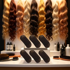 ZhangyiHot 6 Pcs Brown Sponge Volume Hair Bases Volume Inserts Hair Clip Fluffy Hair Cushion Bump It up Hair Piece Hair Styling Pad for Women Girls Clips and Barrettes(ZS239), Black