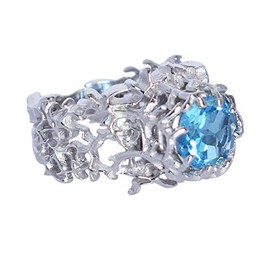 Blautopas, November-Geburtsstein, 925er-Sterlingsilber, zarter Hochzeitsring für Damen, 76 mm, Stein:, Topas