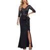 MISSMAY Women's Elegant Sequin V-Neck Evening Party Mermaid Long Dress