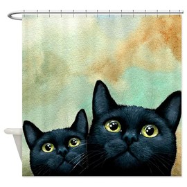 CafePress Cat 607 Black Cats Decorative Fabric Shower Curtain