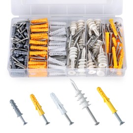 Drywall Anchors and Screws Kit,Sheetrock Anchors Heavy Duty,Assortment of Wall Anchors Set,185 Strong Plastic Wall Anchors and 185 Stainless Steel Screws,Includes Self Drilling Drywall Anchors