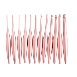 Furls Crochet Hook, Blush Streamline Metal Polished & Matte Finish, Ergonomic Handle Crochet Hooks 7" (Blush - Polished, I - 5.50mm)