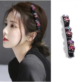 Crystal Stone Braided Hair Clips - Sparkling Upgrade Braided Hair Clips Easily Rhinestone Braided Hair Clip for Styling Sectioning Braided Hair Clips for Women Girls (Small Flowers-4pc)