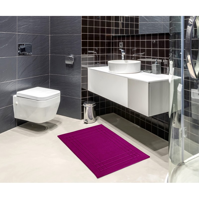 Lashuma Badezimmermatte Maschinenwaschbar 50x70 cm schnelltrocknend, Linz Violett - Orchidee