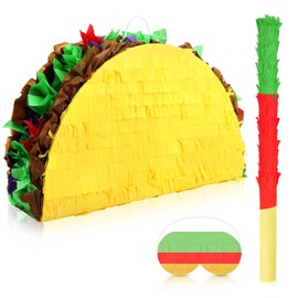 Taco Pinata with Pinata Stick & Hanging Loop Mexican Pinata Game for Taco Birthday Party Decorations Mexican Themed Party Supplies Fiesta Theme Celebration