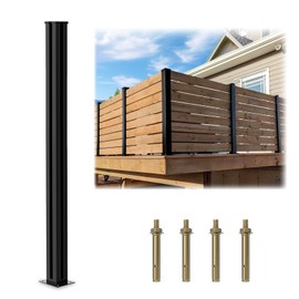 ZBuildMars 45" Aluminium Alloy Fence Post, 1 Pack, Matte Black, Commercial Grade, Ideal for Air Conditioner, Trash Can, Pool Equipment Enclosure, Privacy Fence