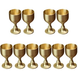 PRETYZOOM 5sets Brass Wine Glass Communion Goblet Medieval Goblet Cup Wine Cup Wine Liqueur Cup European Style Goblet Chalice Wine Goblet Offering Cup Drinking Cup Golden Copper Alloy 2pcs*5