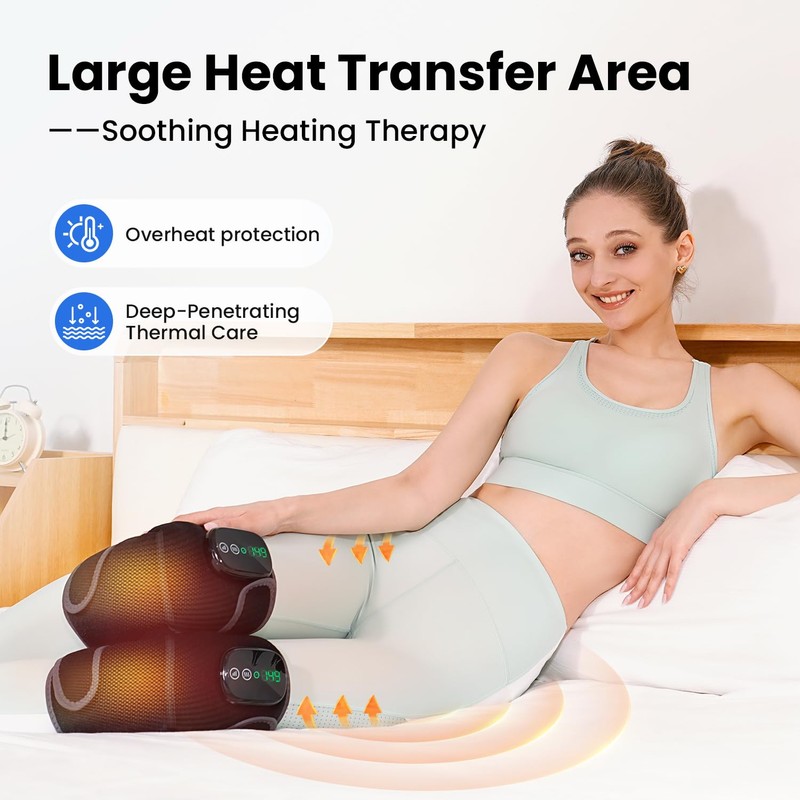 Cordless Knee Heating Pad, Newly 4 Vibration Motors Knee Massager,