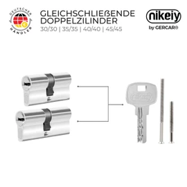 GERCAR Lock Cylinder 35/35 Profile Cylinder Set of 2 Keyed Alike Cylinder Double Cylinder Door Lock with 10 Keys Length: 70 mm A:35 B:35-Set of 2