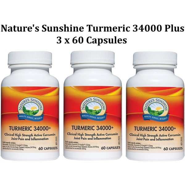 3 x 60 capsules NATURES SUNSHINE Nature's Turmeric 34000 Plus 180 capsules