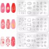 Beinkmake 3Pcs 딸기 네일 스탬프 플레이트 하트 활 아트 템플릿