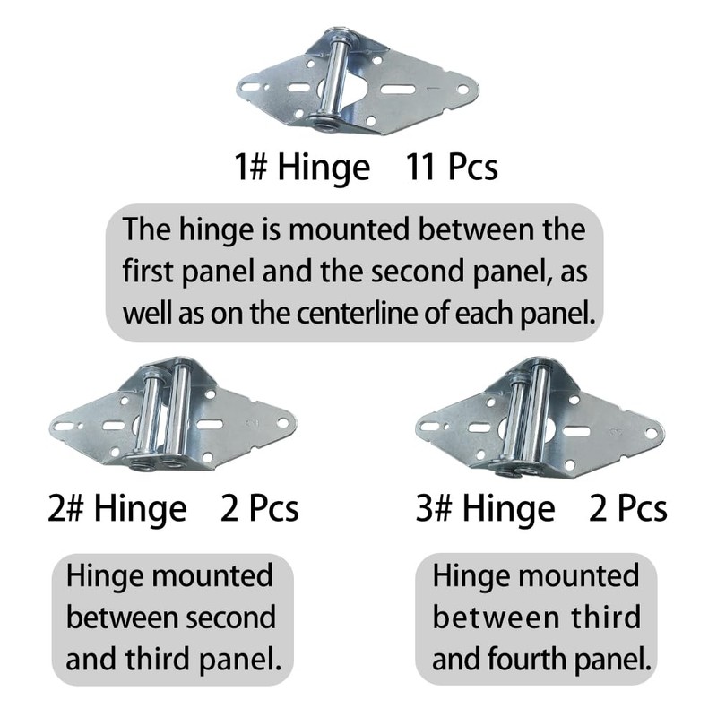 15 Pcs Garage Door Hinges Kits for 7' Height Garage