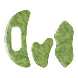 3 PCS Jade Stone Gua Sha Set Face Massager, Body Gua Sha Tool, Jade Gua Sha Facial Tools, Large Guasha Tool For Body, Face, Anti Cellulite, Lymphatic Drainage Massager, Muscle Scraper, Gifts for Women