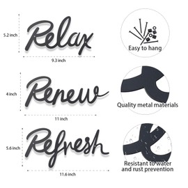 OYEFLY 3 Pieces Bathroom Decor Metal Bathroom Sign,Relax Renew Refresh Metal Sign Wall Art Decor (style3)