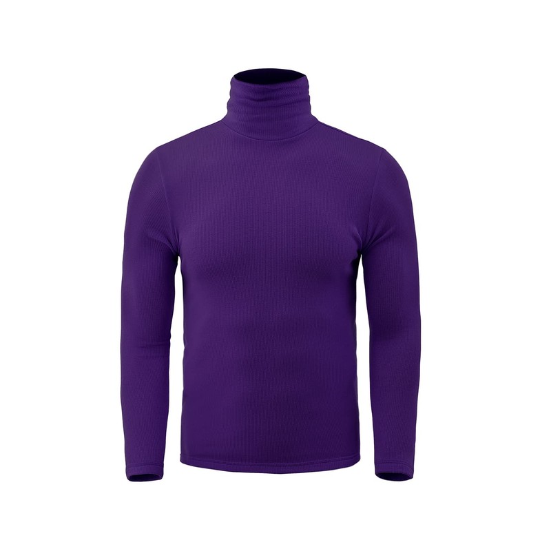 Mens Turtleneck Long Sleeve Shirts Thermal(Purple,X-Large)