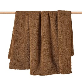 HiEnd Accents Teddy Throw Blanket, 60x90 inch, Umber, Oversized Boucle Throw Blanket, Soft Cozy Classic Chic Casual Fuzzy Fluffy Blanket, Modern Rustic Plush Comfy Warm Blanket for Bed, Sofa