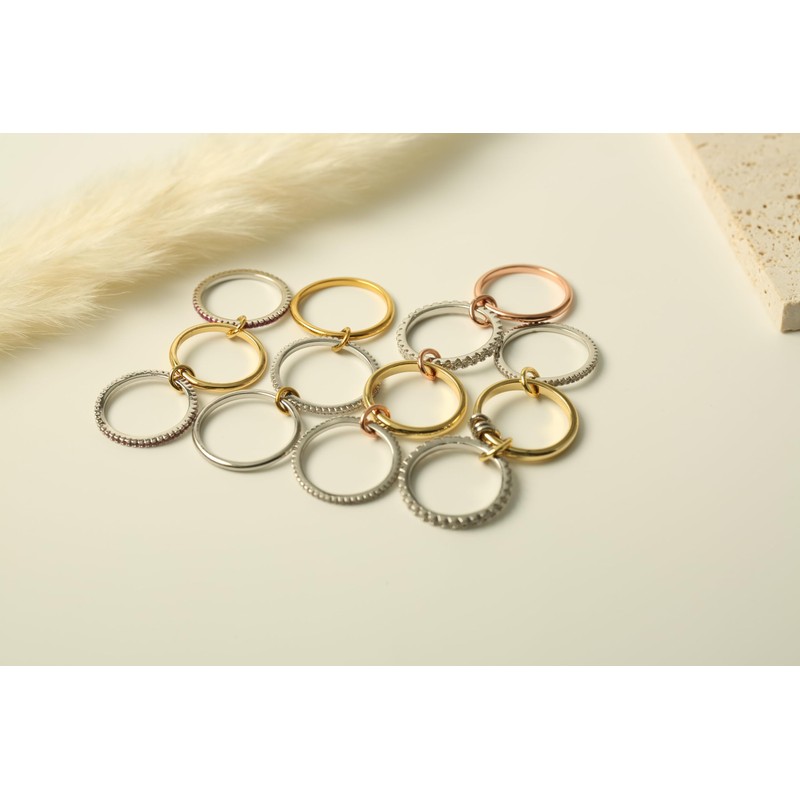 HOLINSE HOLINSE Stackable Rings for Women, Multicolored Connected Ring Set,