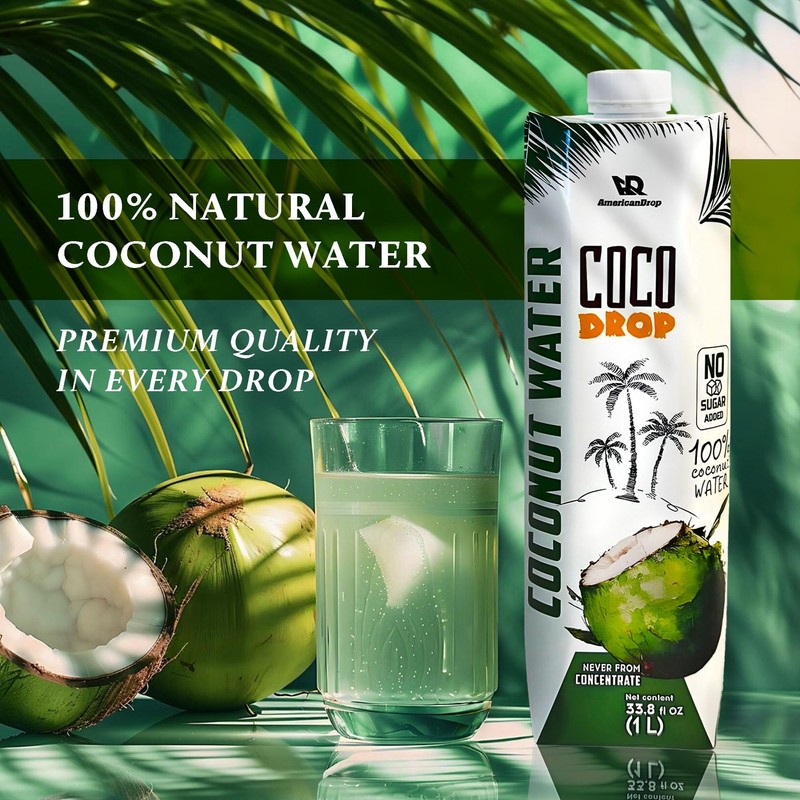Coco Drop 100% Pure Coconut Water – No Sugar Added,