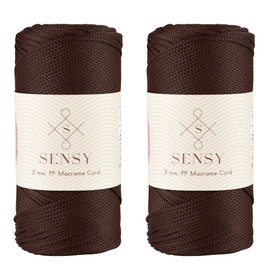 2 Pack of Sensy Premium 2mm 251 Yards Polyester Rope 100% Polypropylene Cord Macrame Cord 2mm Crochet Bag Cord Macrame Rope Crochet Thread for Knitter (Brown)
