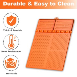 Silicone Grill Tools Spatula Mat for Blackstone, Large Heat Resistant BBQ Griddle Accessories Seasoning Mat Pad for Outdoor Cooking, Barbecue, Kitchen, Countertop (Orange)