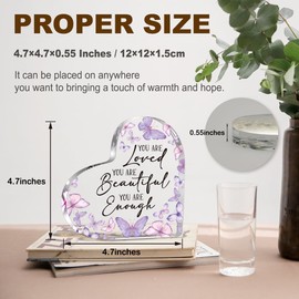 Butterfly Gifts for Women, Christian Gifts for Women, You Are Loved You Are Beautiful You Are Enough Inspirational Positive Plaque - Butterfly Decorations for Coworker Friend