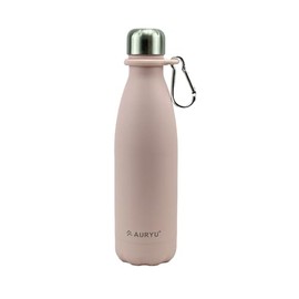 Auryu Best in Class Triple-Walled Insulated Stainless Steel Water Bottle with bonus handle included, Drinks Cold for 24h & Hot for 12h, Leak Proof, Make a Difference in the World, 17oz (Pink)