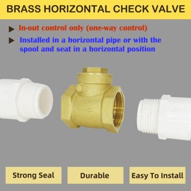 MYWERO 2 1/2" Swing Brass Check Valve DN65, One Way Oil Water Fuel Gas Air Check Valve to Prevent Water Backflow for Sump Pump and Air Compressor