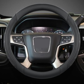 GIANT PANDA Steering Wheel Cover for GMC Sierra Acadia Terrain Yukon(Black-Standard Size)