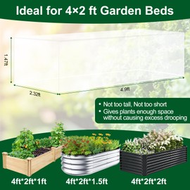 2 Pack Garden Netting for 4x2FT Raised Beds, Ultra-Fine Mesh Plant Covers with Drawstring, Bird, Pest & Small Animal Barrier for Vegetables, Fruits & Flowers