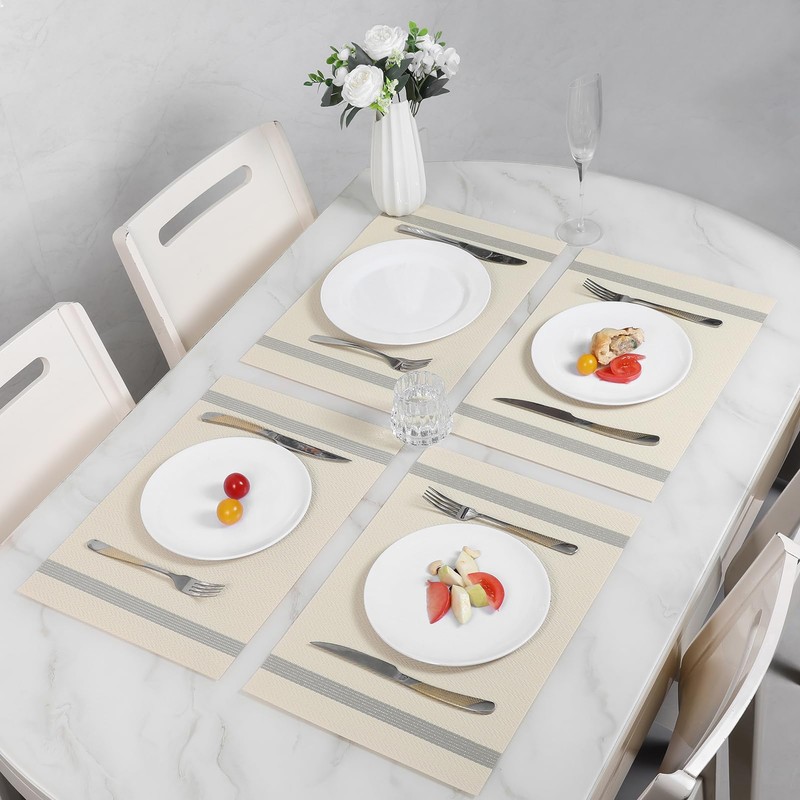 Lechoo Placemats Set of 6 12x18 Inch Yellow Table Mats