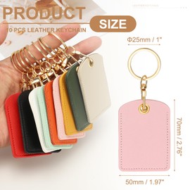 PATIKIL 10pcs Leather Keychain Blanks, 70mm Sublimation Keychain Blanks PU Leather Key Chain Bulk Keyring with Rings for Name Tag Dog Cat Collar Keys, Rectangular,Pink