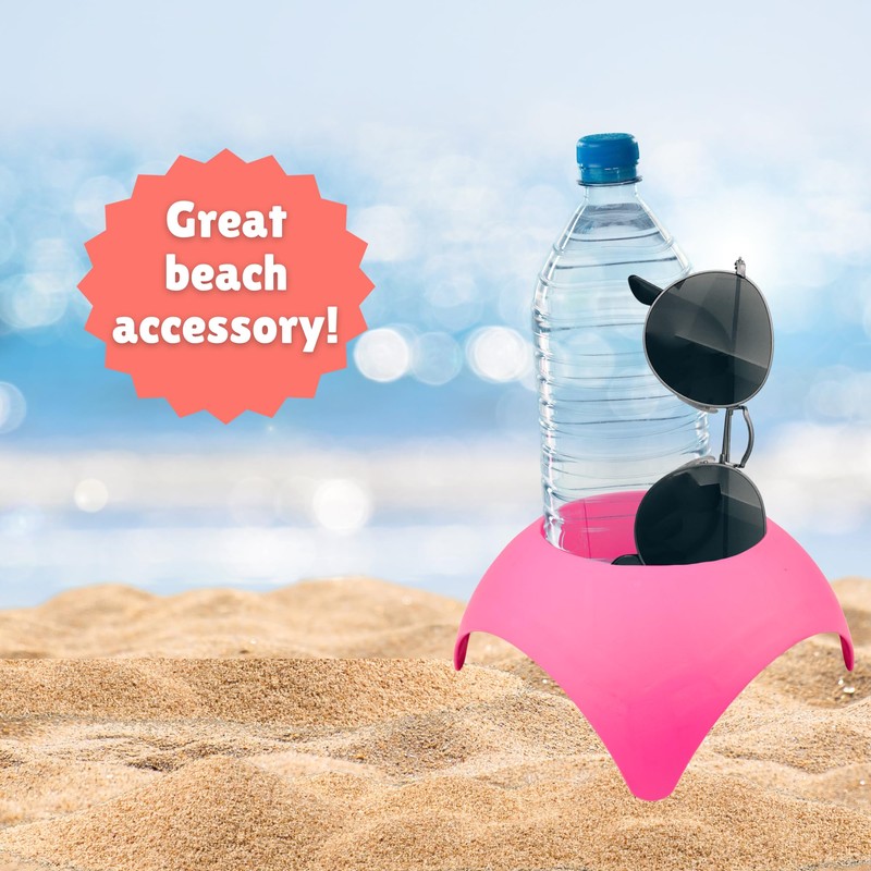 Set of 2 Turtleback Sand Coaster Cup Holder Hot Pink